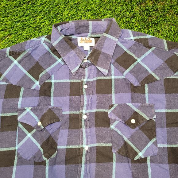 Ely Cattleman Plaid Flannel Shirt Mens XL Oversized  Fit Pearl Snap Western - Picture 2 of 4
